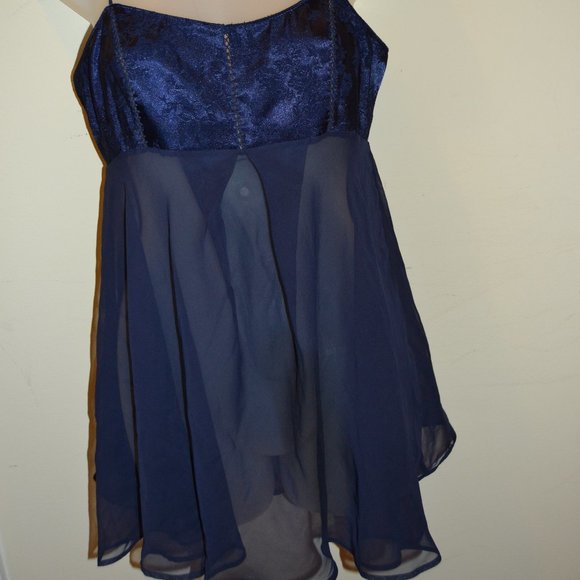 Victoria's Secret Other - Victoria's Secret navy blue silk lingerie chemise Size XS EUC
